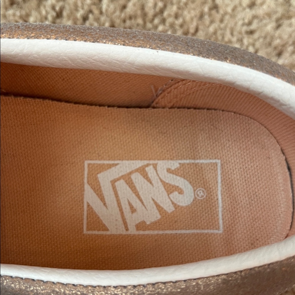 Vans Unisex Rose Gold Shimmer Slip Ons M8 W9.5 - Picture 5 of 8